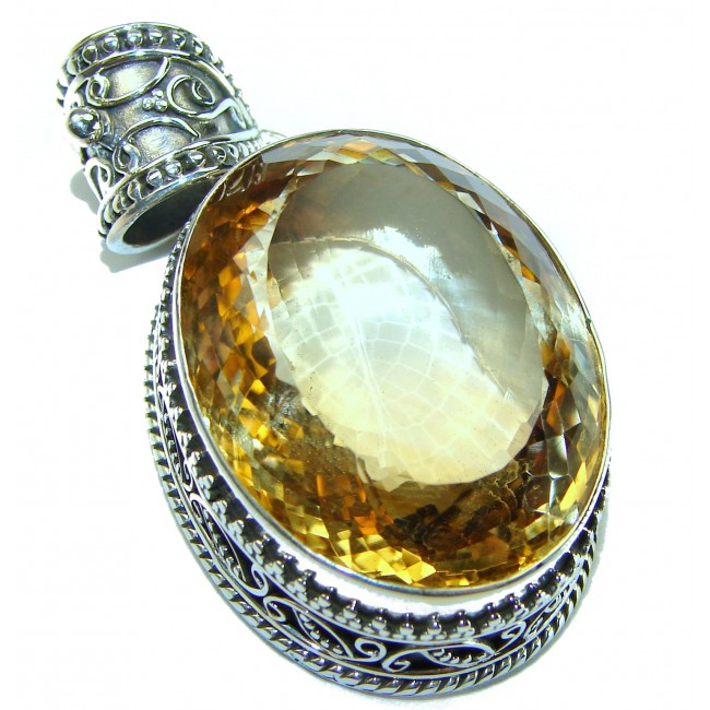 Vintrage Design 37.3 carat Lemon Quartz .925 Sterling Silver handcrafted pendant