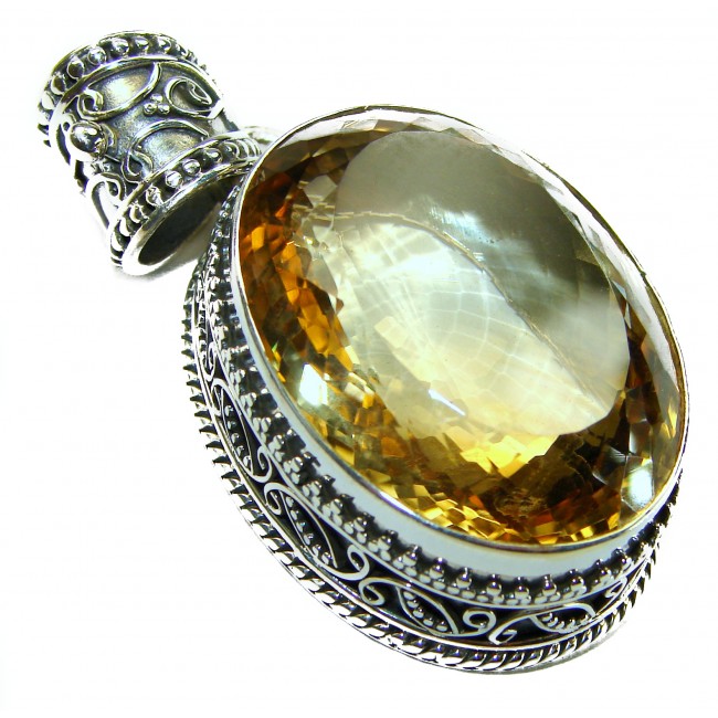 Vintrage Design 37.3 carat Lemon Quartz .925 Sterling Silver handcrafted pendant