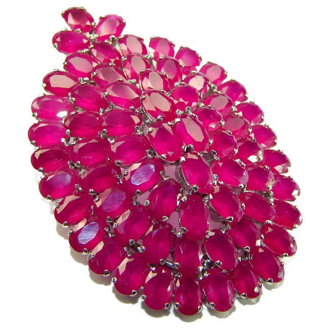 Outstanding Beauty genuine Ruby .925 Sterling Silver handmade Large Pendant and Brooch