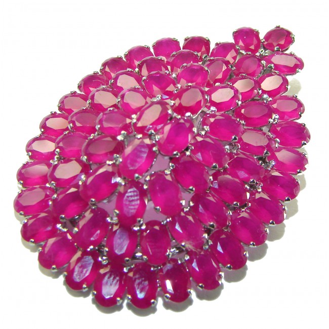 Outstanding Beauty genuine Ruby .925 Sterling Silver handmade Large Pendant and Brooch