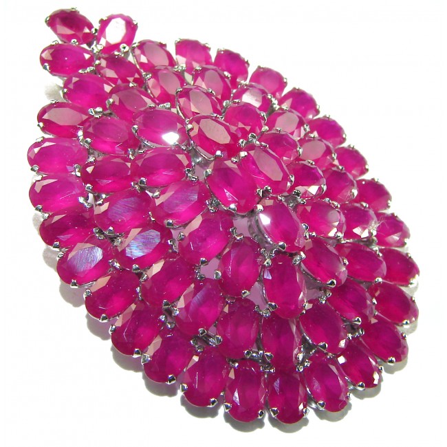 Outstanding Beauty genuine Ruby .925 Sterling Silver handmade Large Pendant and Brooch