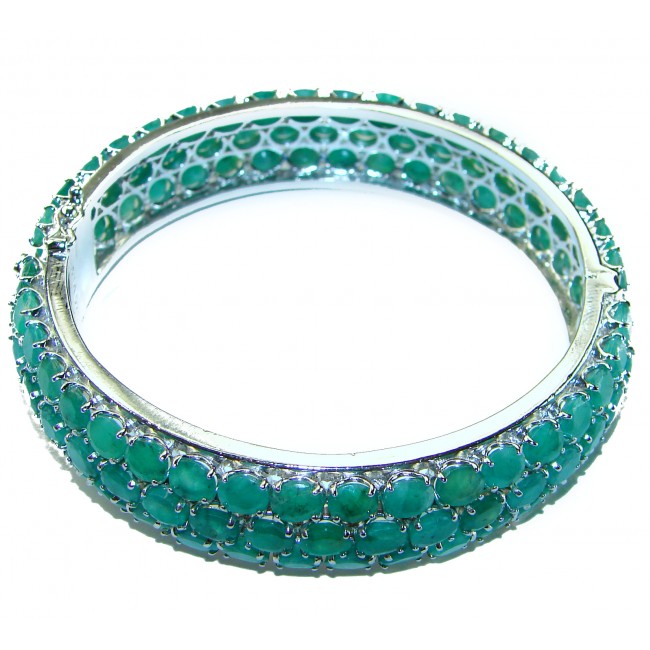 Spectacular authentic Emerald .925 Sterling Silver handmade bangle Bracelet