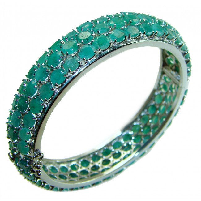 Spectacular authentic Emerald .925 Sterling Silver handmade bangle Bracelet