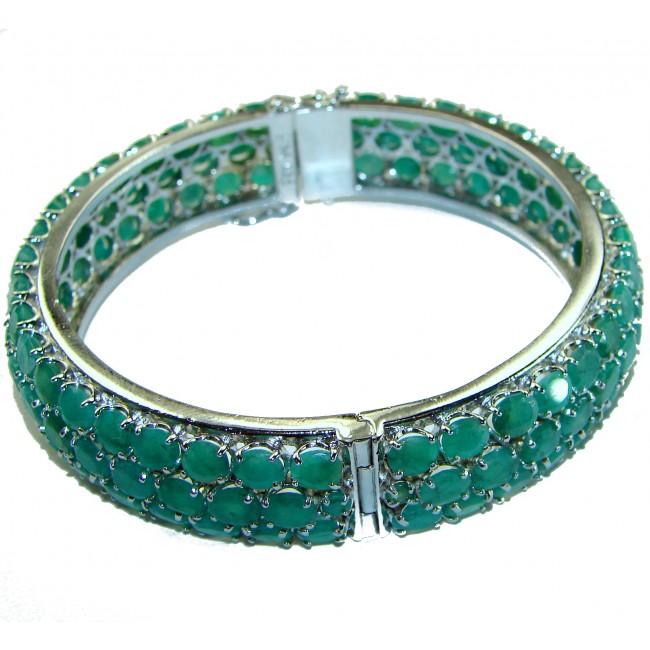 Spectacular authentic Emerald .925 Sterling Silver handmade bangle Bracelet