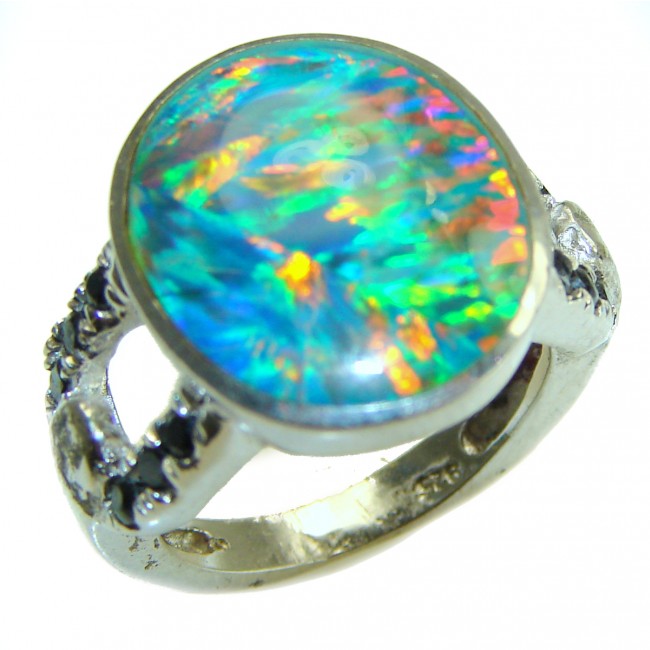 Australian Doublet Opal .925 Sterling Silver handcrafted ring size 8