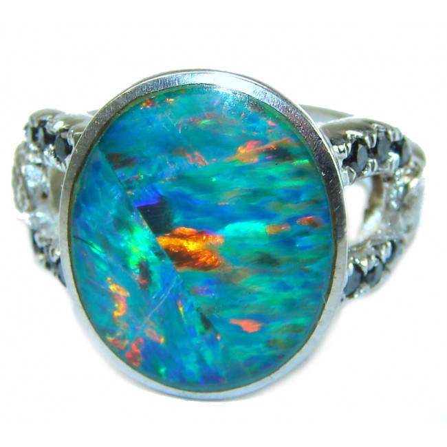 Australian Doublet Opal .925 Sterling Silver handcrafted ring size 8