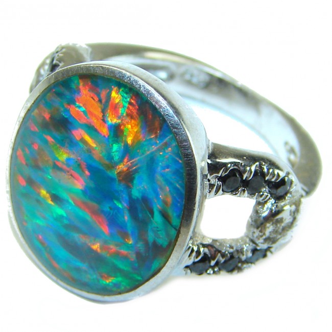 Australian Doublet Opal .925 Sterling Silver handcrafted ring size 8