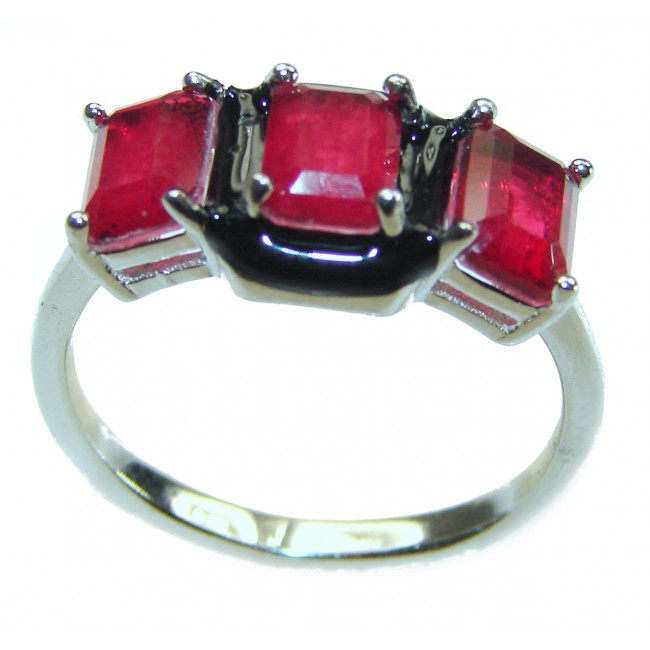 Art Decor quality unique Ruby .925 Sterling Silver handcrafted Ring size 9 1/4