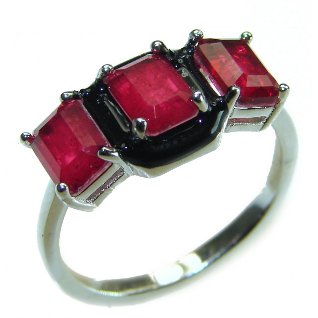 Art Decor quality unique Ruby .925 Sterling Silver handcrafted Ring size 9 1/4