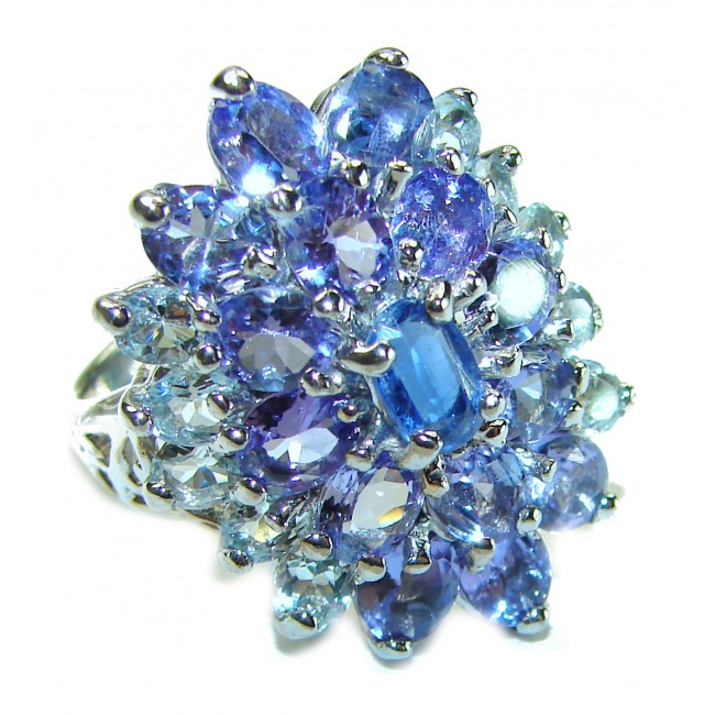 Marigolds authentic Kyanite Tanzanite .925 Sterling Silver handcrafted Statement Ring size 8