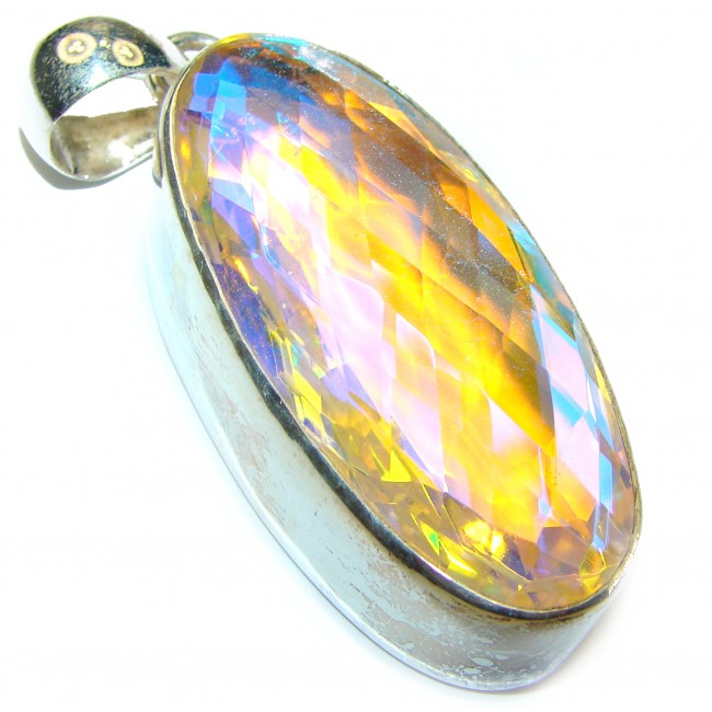 Eau Pure 33.5 carat AQUA Topaz .925 Sterling Silver handmade Pendant