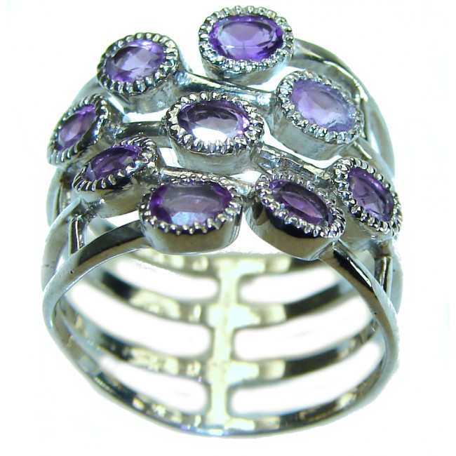 Dramatic design Amethyst .925 Sterling Silver Handcrafted Ring size 7 1/4