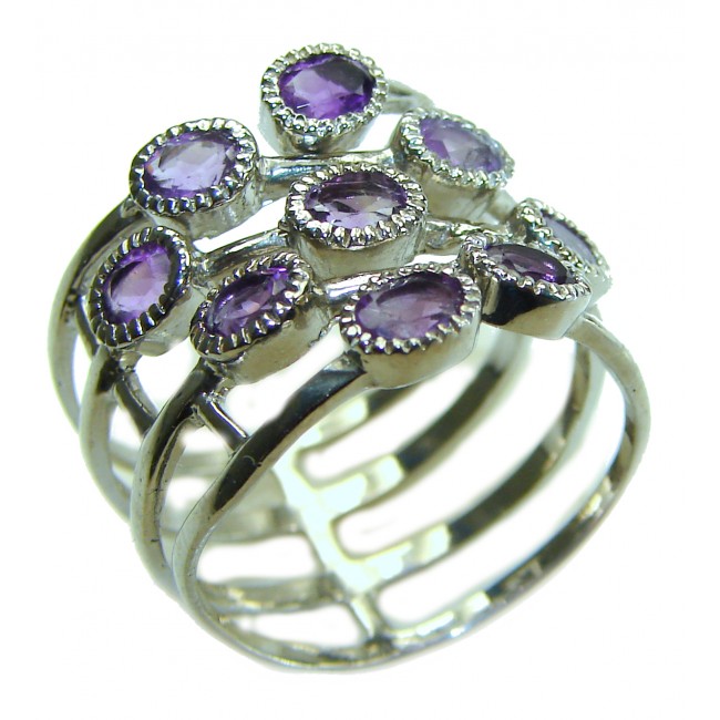 Dramatic design Amethyst .925 Sterling Silver Handcrafted Ring size 7 1/4