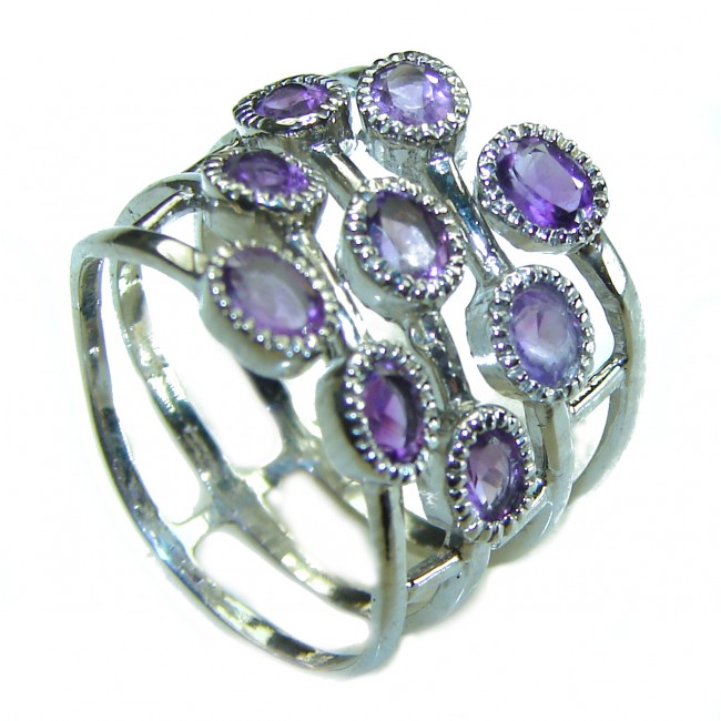 Dramatic design Amethyst .925 Sterling Silver Handcrafted Ring size 7 1/4