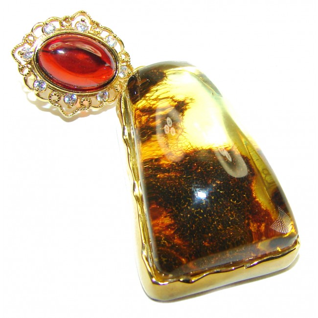 Vintage Beauty authentic Baltic Amber 14K Gold over .925 Sterling Silver handcrafted pendant