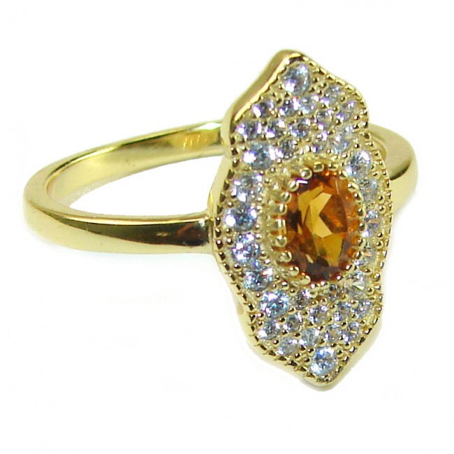 Authentic 1.2 carat Citrine 14K Gold over .925 Sterling Silver handmade Ring s. 7 1/2