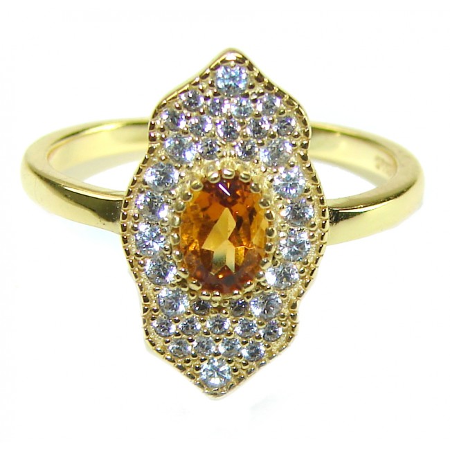 Authentic 1.2 carat Citrine 14K Gold over .925 Sterling Silver handmade Ring s. 7 1/2