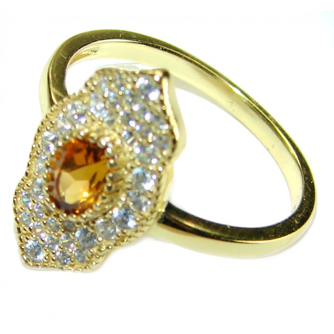 Authentic 1.2 carat Citrine 14K Gold over .925 Sterling Silver handmade Ring s. 7 1/2