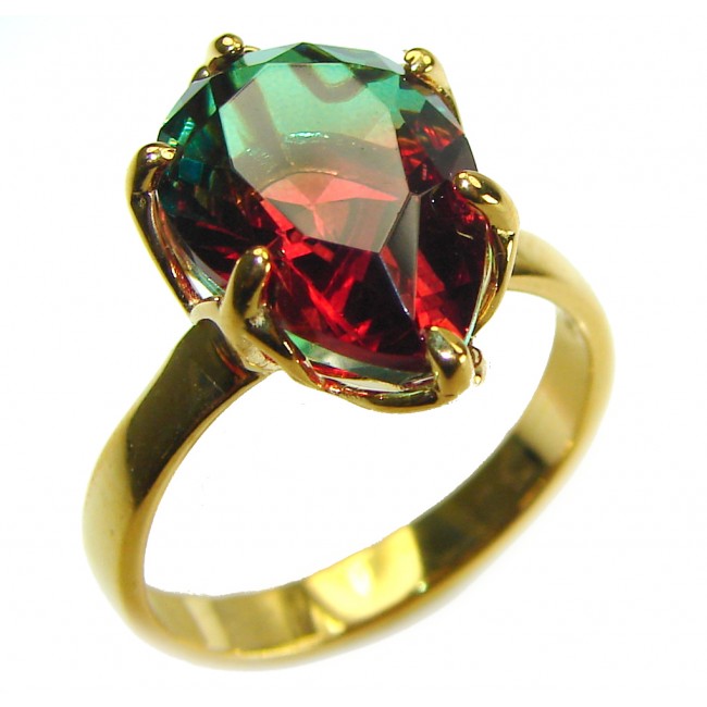 Brazilian Tourmaline 18K Gold over .925 Sterling Silver Perfectly handcrafted Ring s. 7 1/4