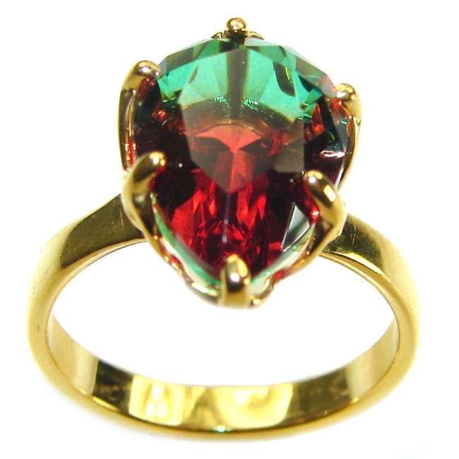 Brazilian Tourmaline 18K Gold over .925 Sterling Silver Perfectly handcrafted Ring s. 7 1/4