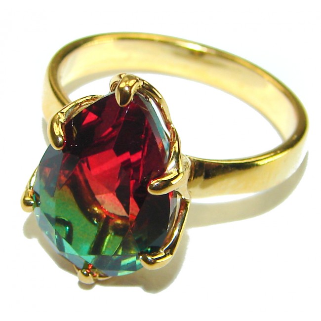 Brazilian Tourmaline 18K Gold over .925 Sterling Silver Perfectly handcrafted Ring s. 7 1/4