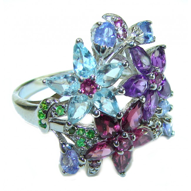 Spectacular Amethyst Tanzanite .925 Sterling Silver Handcrafted Ring size 8 1/2