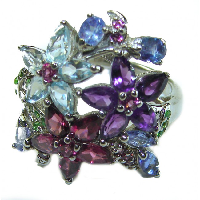 Spectacular Amethyst Tanzanite .925 Sterling Silver Handcrafted Ring size 8 1/2