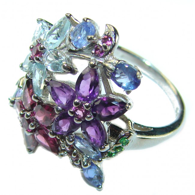 Spectacular Amethyst Tanzanite .925 Sterling Silver Handcrafted Ring size 8 1/2