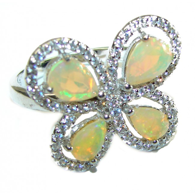 Golden Butterfly 11.5 carat Ethiopian Opal .925 Sterling Silver handmade Ring size 7 1/4