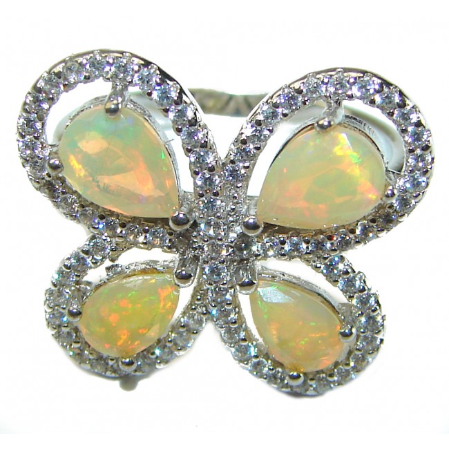 Golden Butterfly 11.5 carat Ethiopian Opal .925 Sterling Silver handmade Ring size 7 1/4