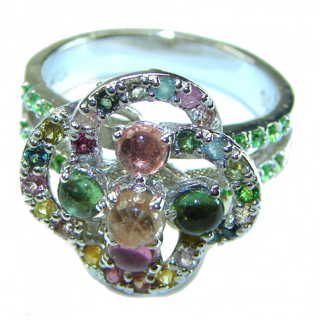 Brazilian Tourmaline .925 Sterling Silver Perfectly handcrafted Ring s. 7