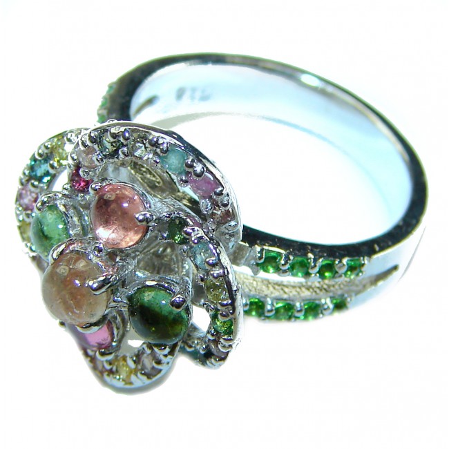 Brazilian Tourmaline .925 Sterling Silver Perfectly handcrafted Ring s. 7