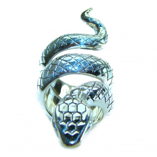 Large Boa Snake .925 Sterling Silver handcrafted Statement Ring size 5 1/2