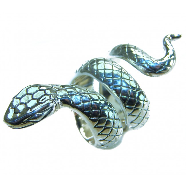 Large Boa Snake .925 Sterling Silver handcrafted Statement Ring size 5 1/2