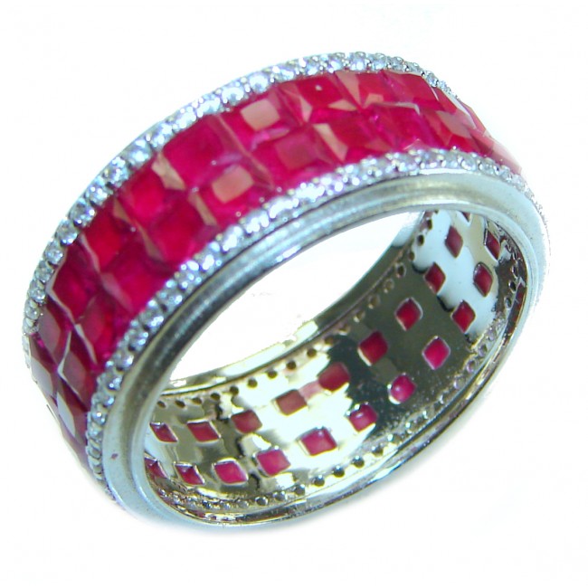 Born to Glam authentic Ruby .925 Silver handcrafted Eternity Ring s. 7 1/2