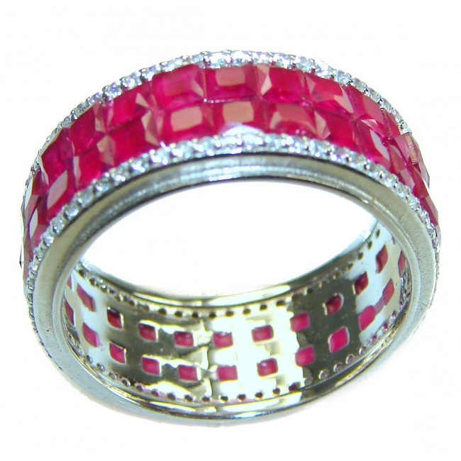 Born to Glam authentic Ruby .925 Silver handcrafted Eternity Ring s. 7 1/2