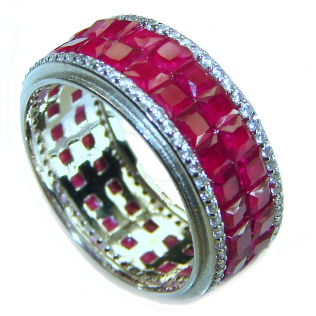 Born to Glam authentic Ruby .925 Silver handcrafted Eternity Ring s. 7 1/2