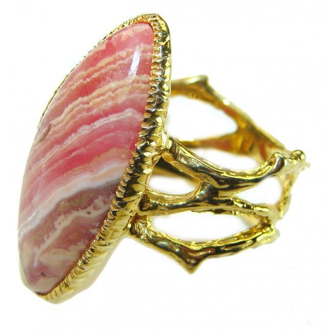 Argentinian Rhodochrosite 14K Gold over .925 Sterling Silver handmade ring size 9