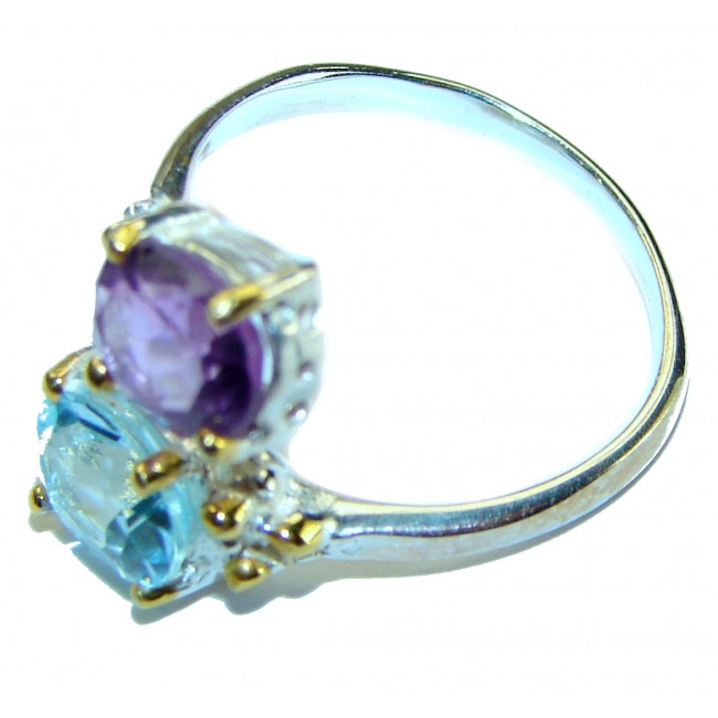 Eau Propre natural Amethyst Blue Swiss Topaz .925 Sterling Silver handcrafted Ring size 7 1/4