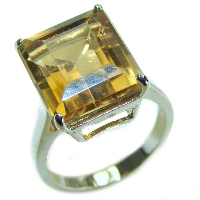 11.8 carat Genuine Lemon Quartz .925 Sterling Silver handcrafted ring size 6 3/4