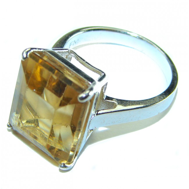 11.8 carat Genuine Lemon Quartz .925 Sterling Silver handcrafted ring size 6 3/4