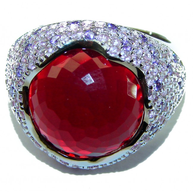 Marvelous Red Topaz .925 Silver handcrafted Statement Ring s. 9