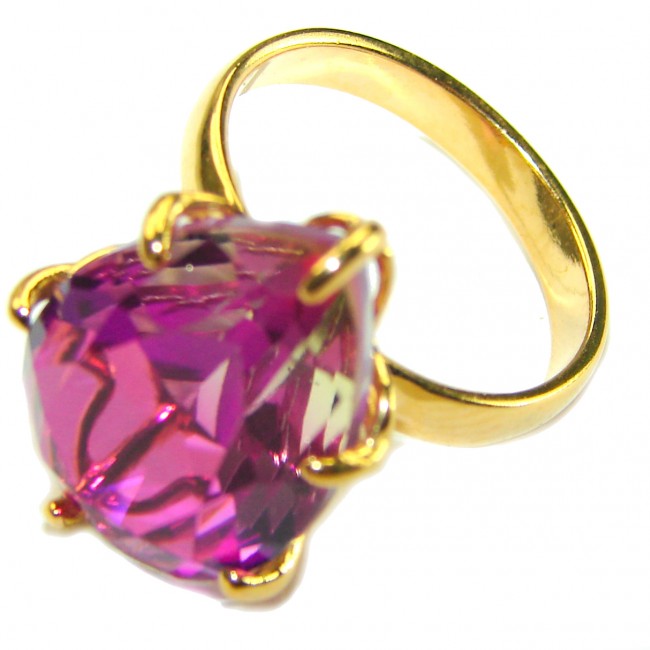 Incredible 25.5 carat Ametrine 14K Gold over .925 Sterling Silver handcrafted Ring s. 6 1/2