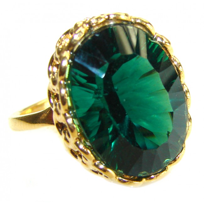 Timless Beauty 12.5 carat Helenite 14K Gold over .925 Sterling Silver handmade Ring s. 8 1/4