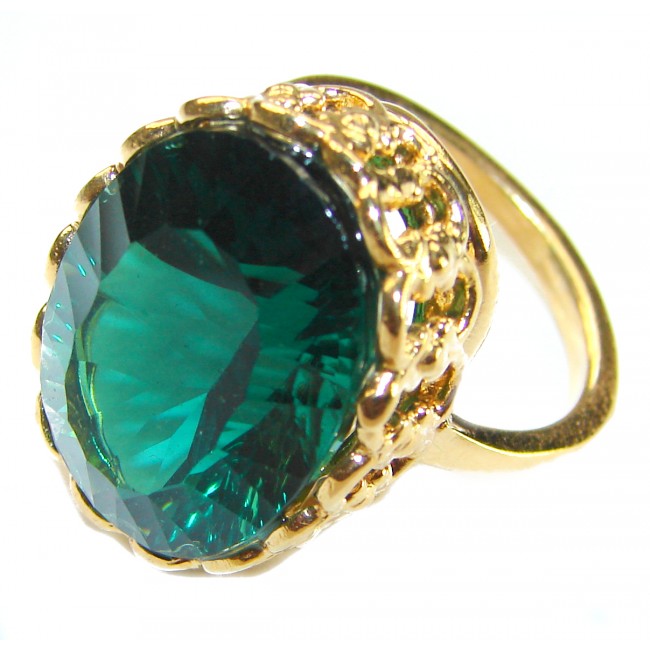 Timless Beauty 12.5 carat Helenite 14K Gold over .925 Sterling Silver handmade Ring s. 8 1/4