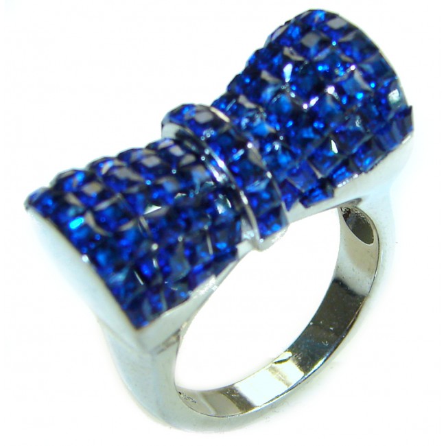 Luxurious Blue Ribbon Sapphire .925 Sterling Silver handcrafted Ring size 7