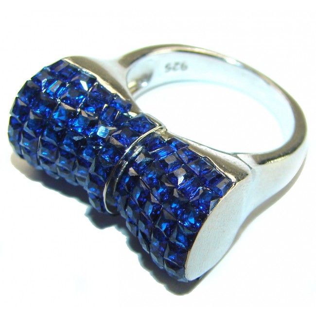 Luxurious Blue Ribbon Sapphire .925 Sterling Silver handcrafted Ring size 7