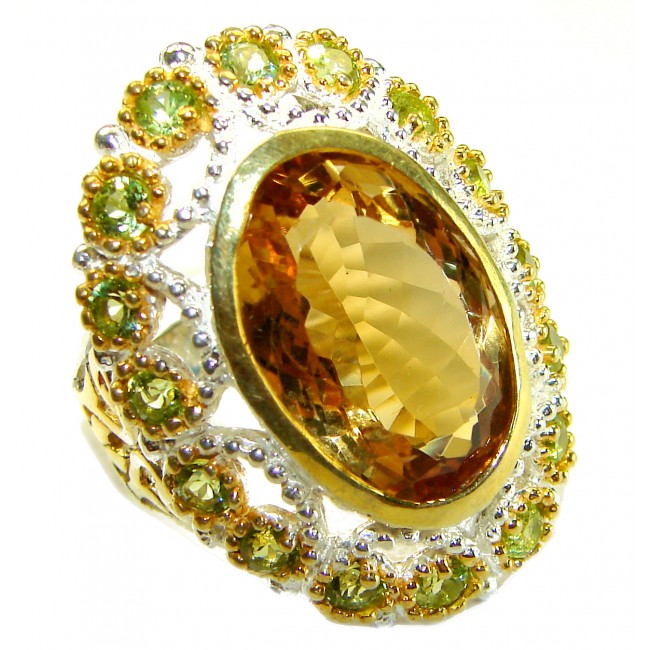 Luxurious Citrine oval cut 14.2 carat Citrine .925 Sterling Silver handmade Ring s. 8 3/4