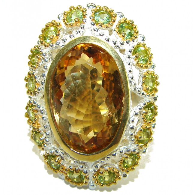 Luxurious Citrine oval cut 14.2 carat Citrine .925 Sterling Silver handmade Ring s. 8 3/4