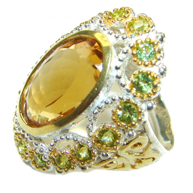 Luxurious Citrine oval cut 14.2 carat Citrine .925 Sterling Silver handmade Ring s. 8 3/4